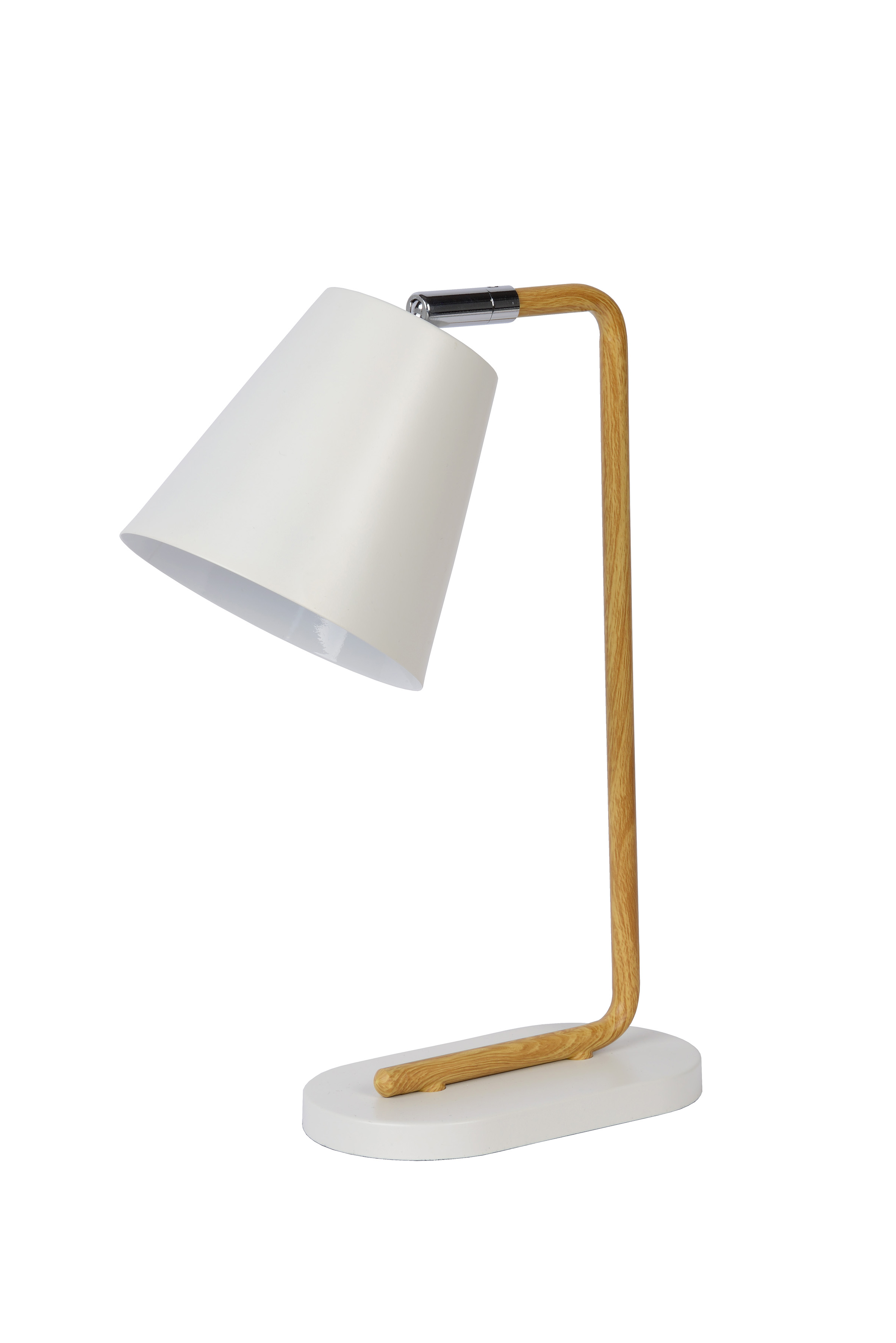 white metal desk lamp