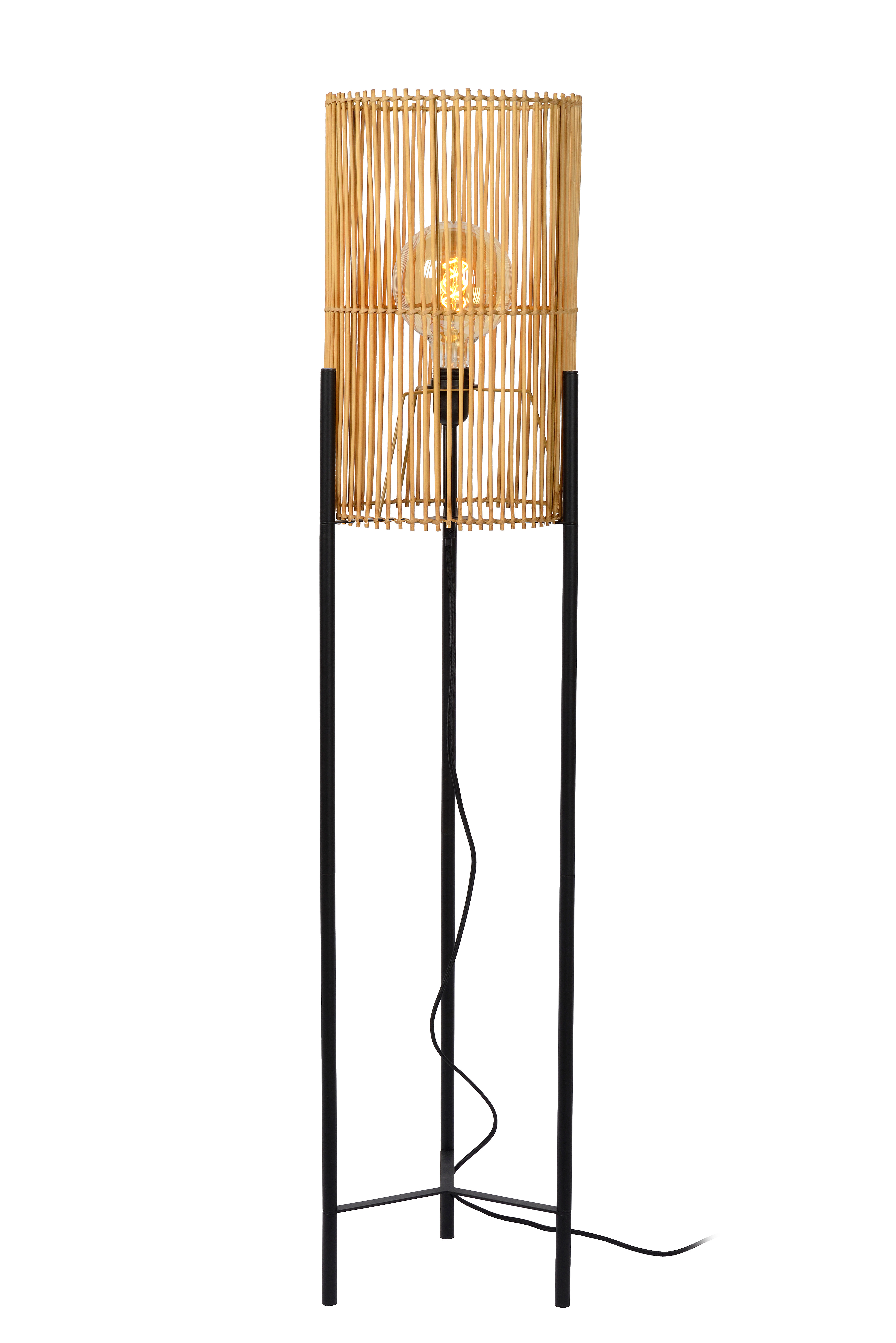 wood and gold floor lamp