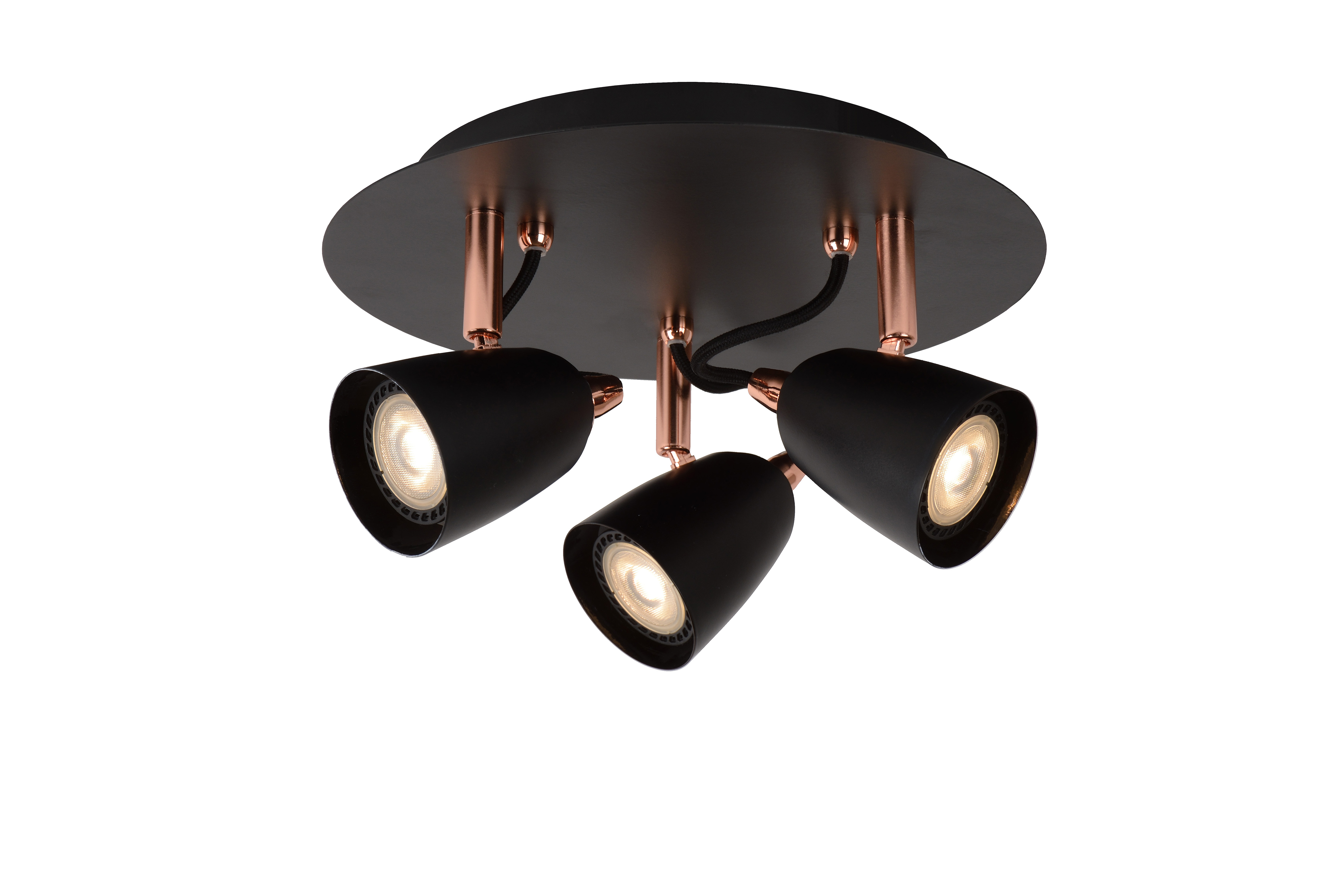 black and copper spotlights