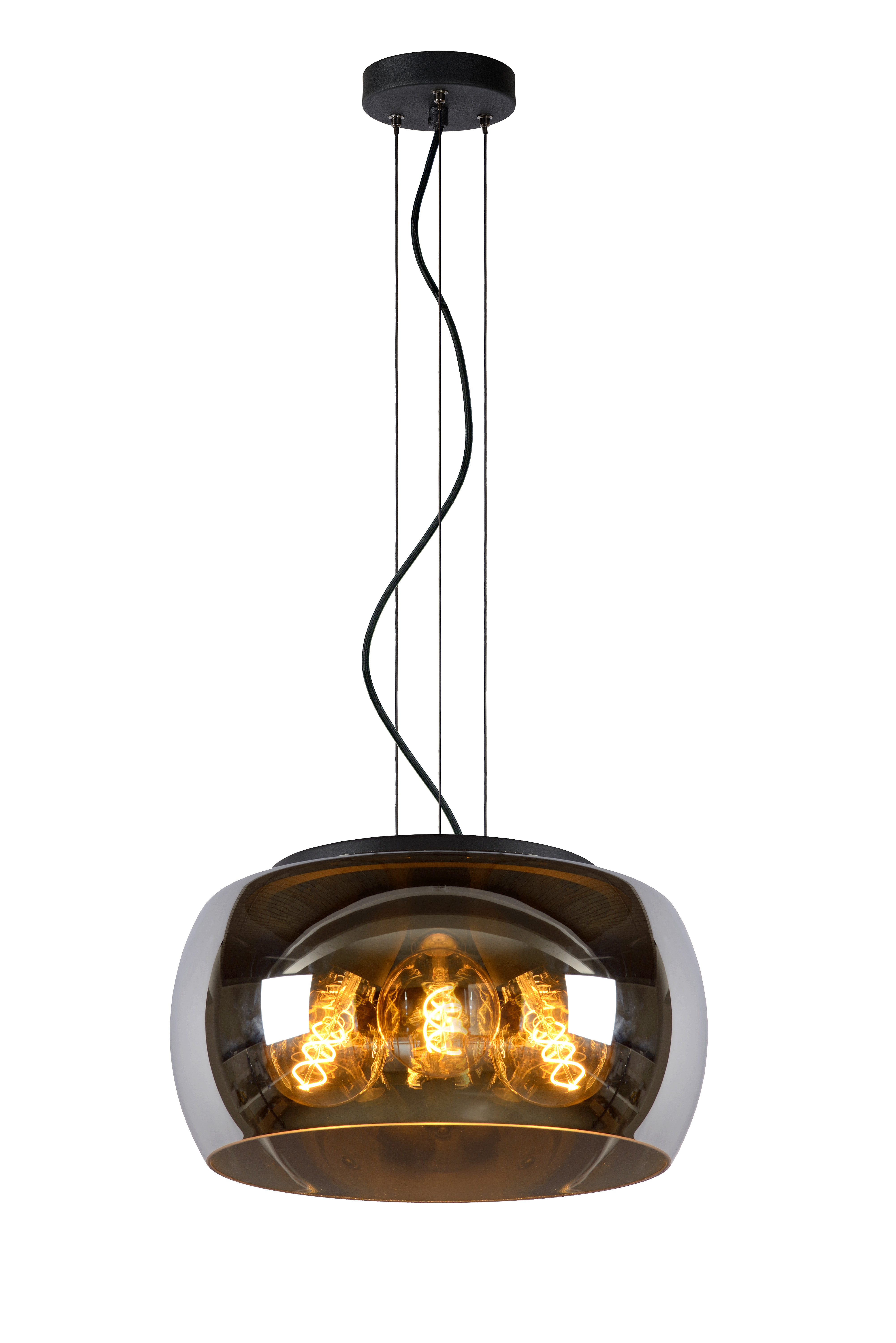 Lucide OLIVIA - Pendant light - Ø 40 cm - 3xE27 - Smoke Grey