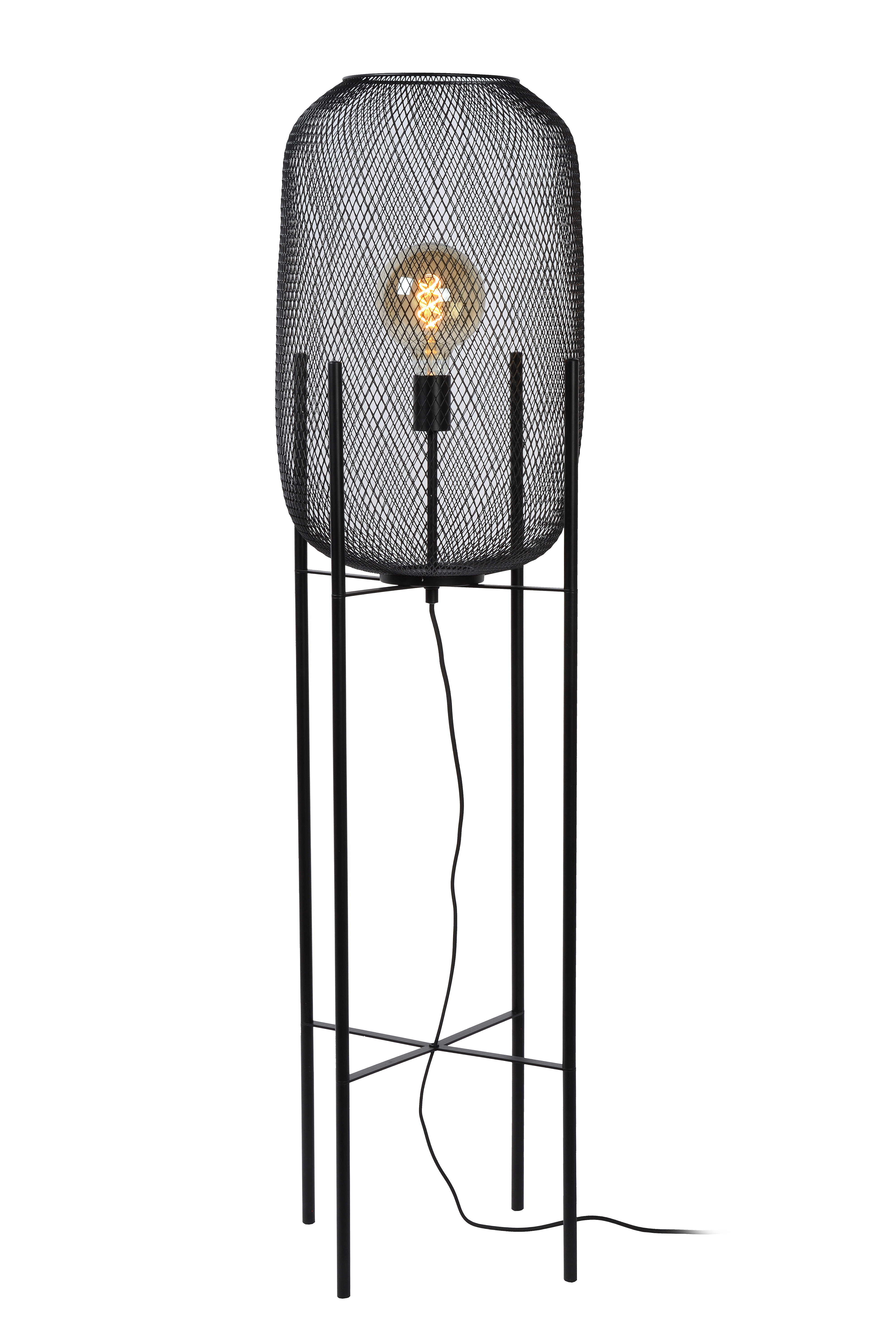 black mesh floor lamp