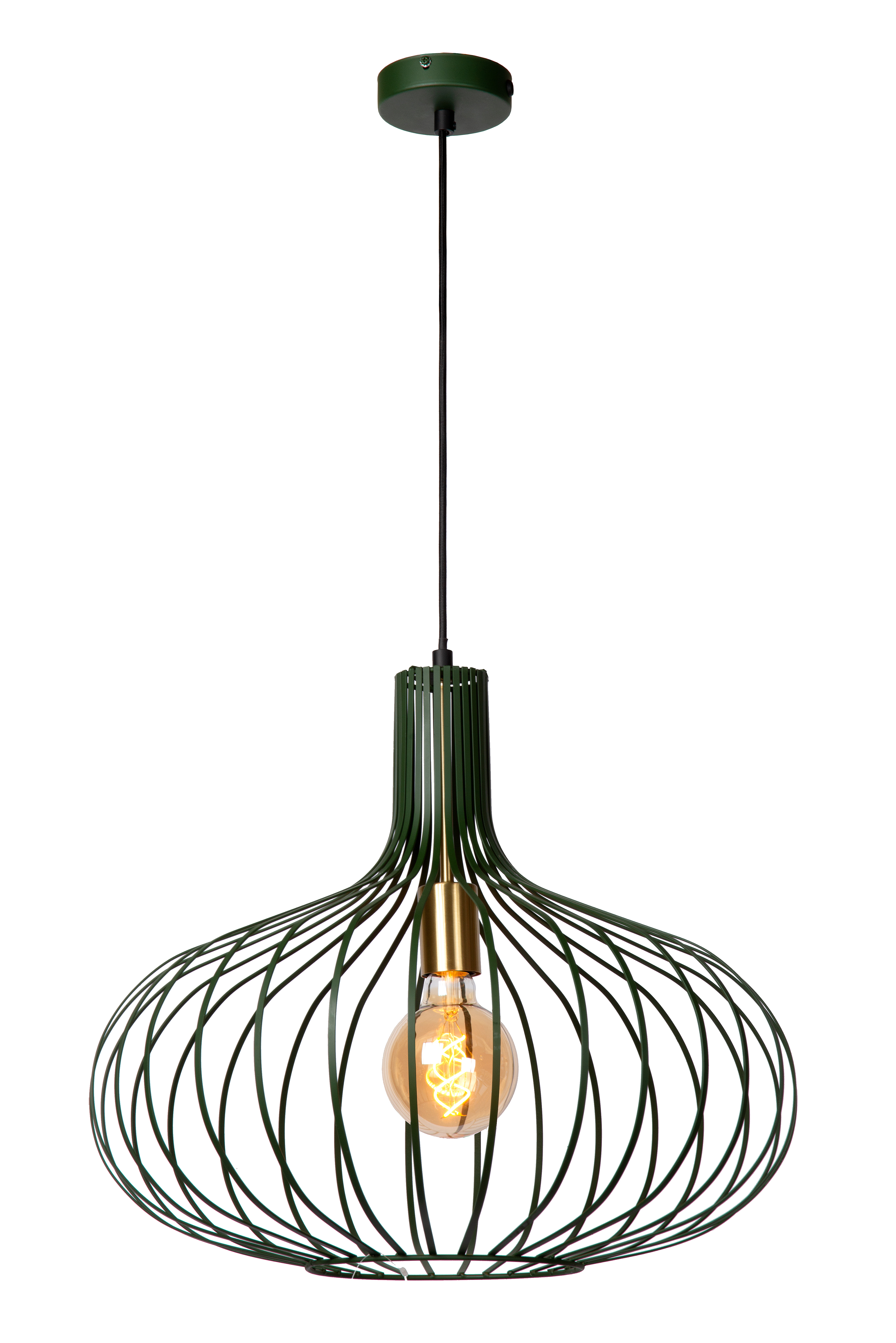 green wire pendant light