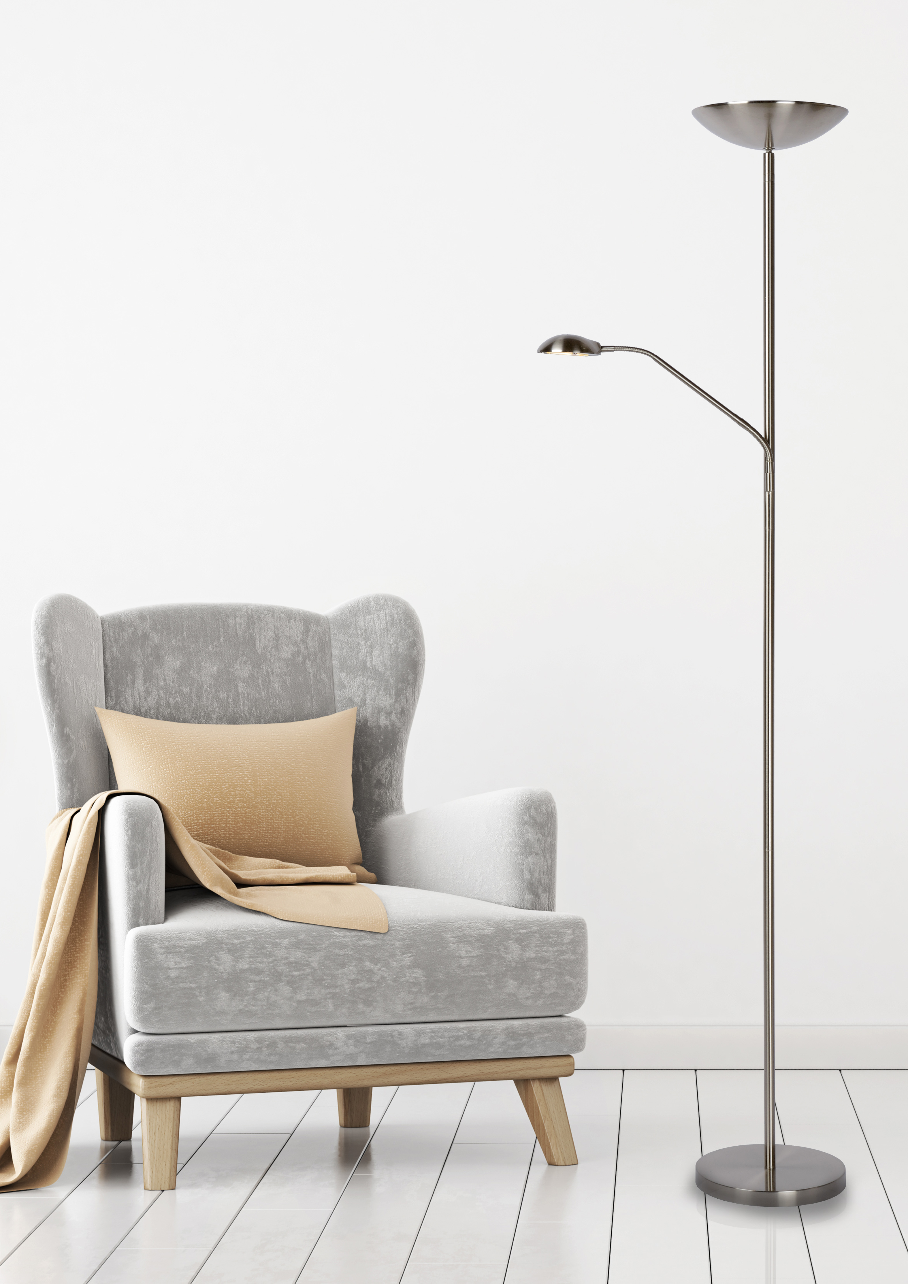 chrome floor reading lamp