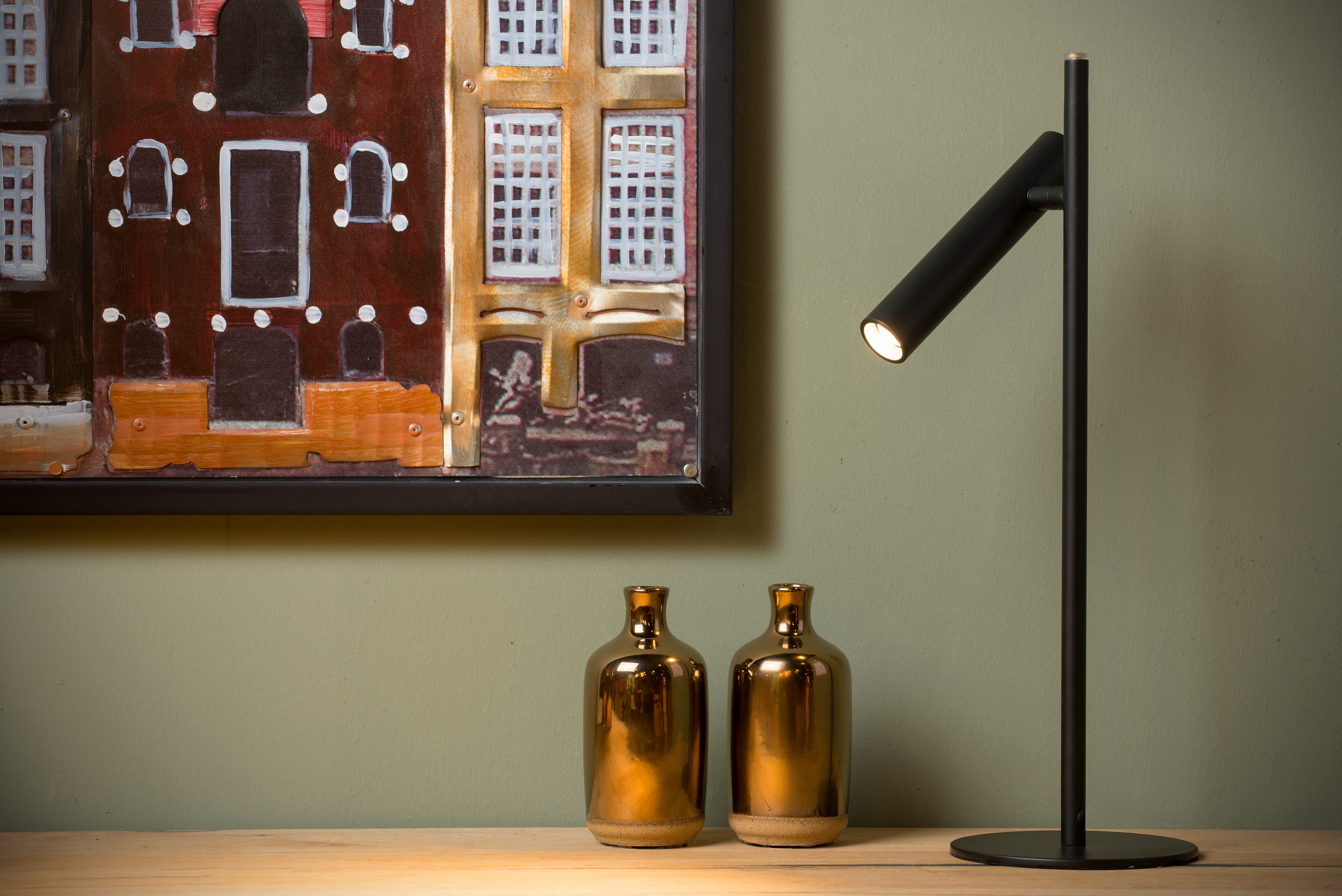 bottle black table lamp