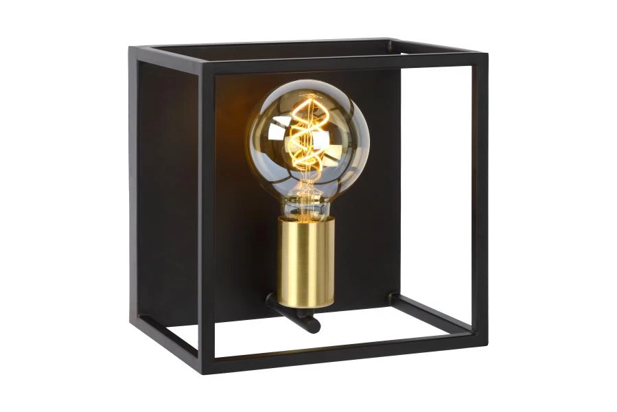 Lucide RUBEN - Wandlamp - 1xE27 - Zwart - aangezet