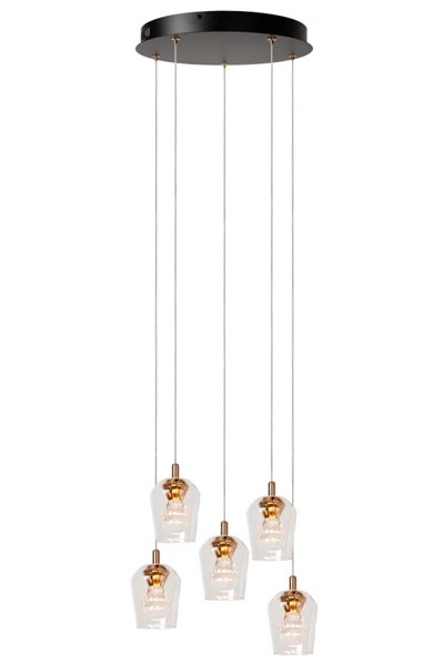 Lucide BERLIANE - Pendant light - Ø 34 cm - LED Dim. - 5x4W 2700K - With replaceable LED module - Transparant