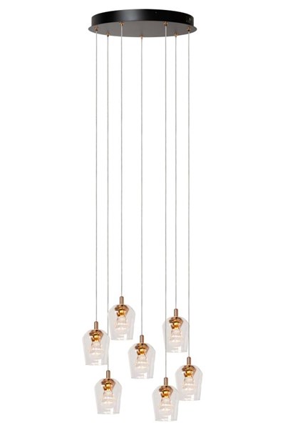 Lucide BERLIANE - Suspension - Ø 39 cm - LED Dim. - 7x4W 2700K - Avec module LED remplaçable - Transparent