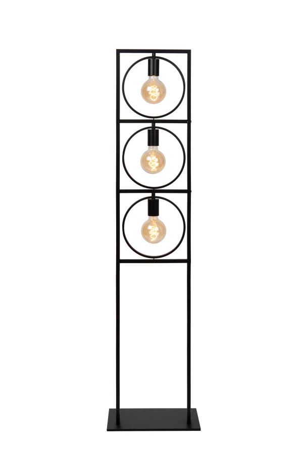 Lucide SUUS - Vloerlamp - 3xE27 - Zwart - aangezet