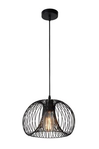 Lucide VINTI - Lámpara colgante - Ø 30 cm - 1xE27 - Negro encendido