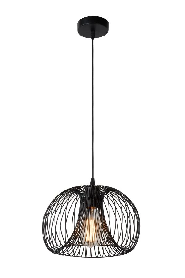 Lucide VINTI - Suspension - Ø 30 cm - 1xE27 - Noir - allumé