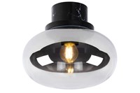 Lucide LORENA - Flush ceiling light Bathroom - Ø 23 cm - 1xE27 - IP44 - Smoke Grey turned on 5