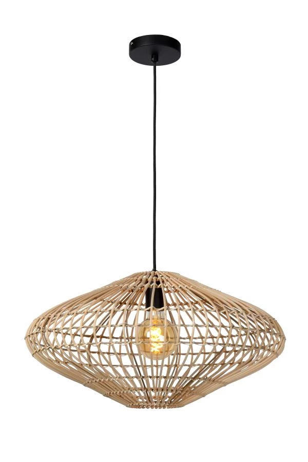 Lucide MAGALI - Hanglamp - Ø 56 cm - 1xE27 - Naturel - aangezet 2