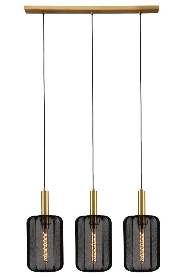 Lucide CORINA - Pendant light - 3xE27 - Black - turned on