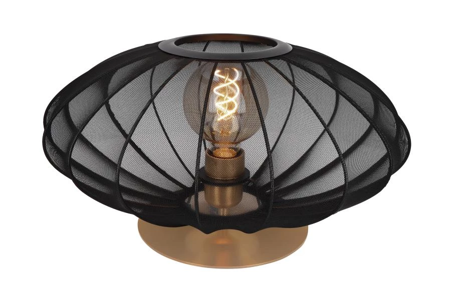 Lucide CORINA - Lampe de table - Ø 40 cm - 1xE27 - Noir - allumé