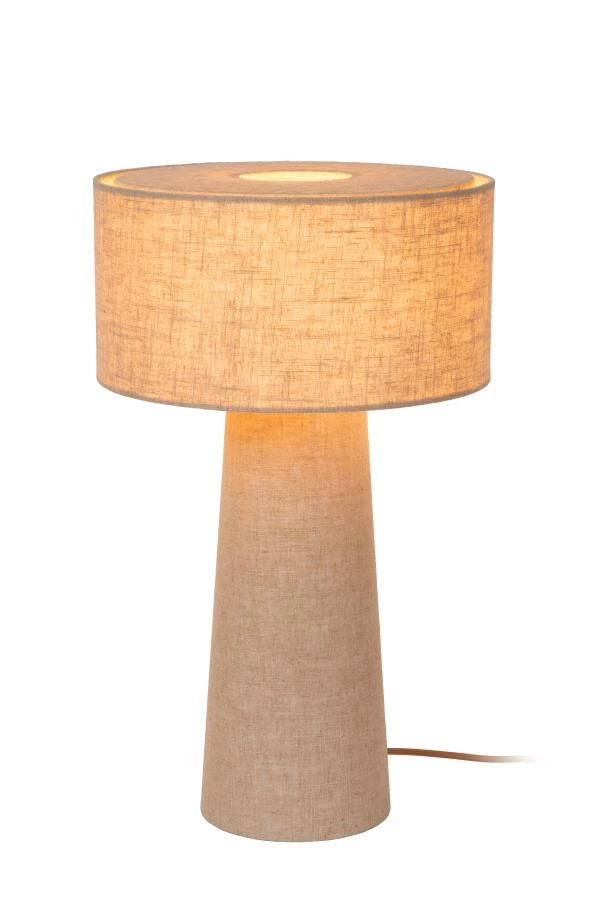 Lucide LEEROY - Table lamp - Ø 30 cm - 1xE27 - Taupe - turned on 1