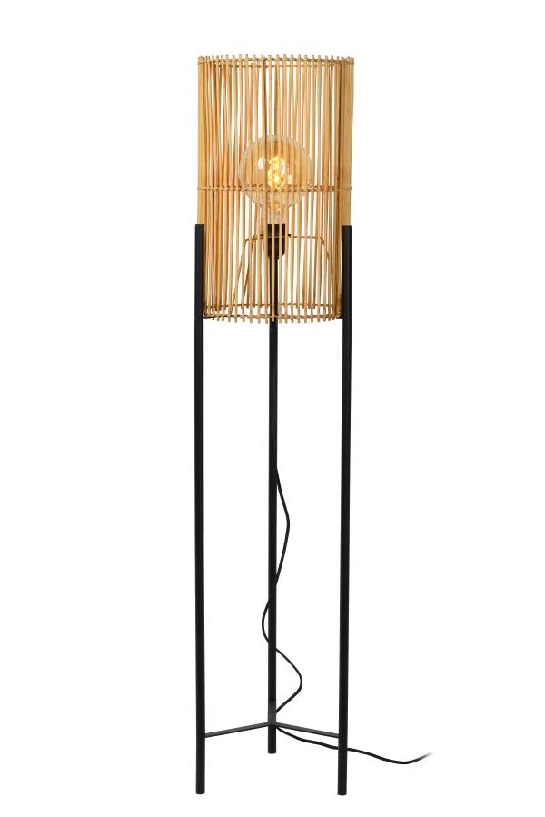 Lucide JANTINE - Floor lamp - Ø 30 cm - 1xE27 - Natural - turned on 2