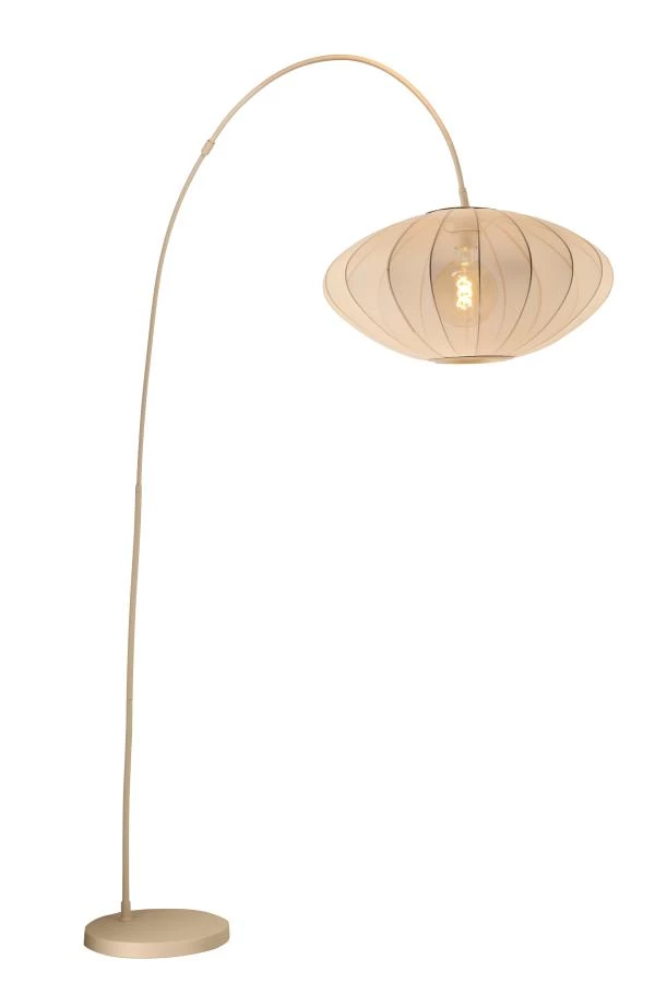 Lucide CORINA - Arc floor lamp - 1xE27 - Cream - turned on 8