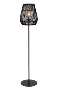 Lucide NERIDA - Lampadaire Intérieur/Extérieur - Ø 35 cm - 1xE27 - IP44 - Noir allumé