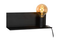 Lucide SEBO - Bedside lamp / Wall light - 1xE27 - Black turned on