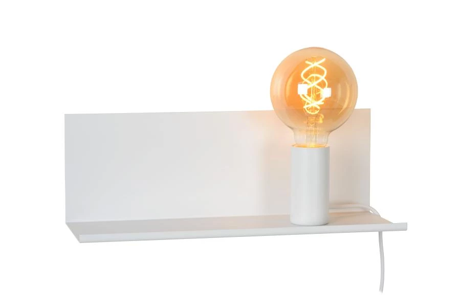 Lucide SEBO - Bedside lamp / Wall light - 1xE27 - White - turned on 1