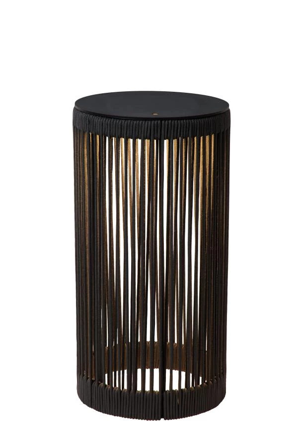 Lucide PINGI - Lampadaire Rechargeable Intérieur/Extérieur - Batterie/Piles - Ø 33,5 cm - LED 3 StepDim - 1x3W 3000K - IP44 - Noir - allumé