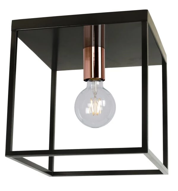 Lucide ARTHUR - Flush ceiling light - 1xE27 - Black - turned on