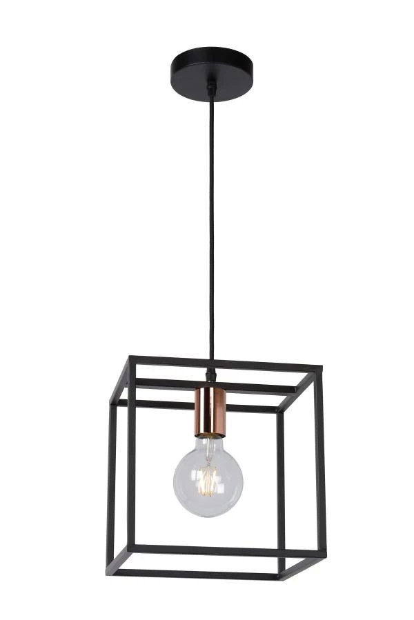 Lucide ARTHUR - Pendant light - 1xE27 - Black - turned on