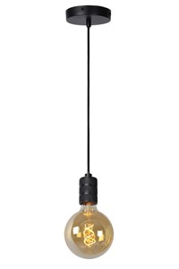 Lucide JOVA - Hanglamp - Ø 10 cm - 1xE27 - Zwart aangezet