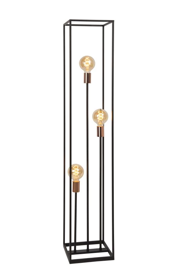 Lucide ARTHUR - Floor lamp - 3xE27 - Black - turned on