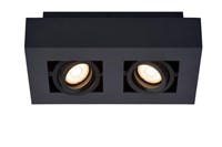 Lucide XIRAX - Deckenstrahler - LED Dim to warm - GU10 - 2x5W 2200K/3000K - Schwarz eingeschaltet