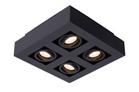 Lucide XIRAX - Deckenstrahler - LED Dim to warm - GU10 - 4x5W 2200K/3000K - Schwarz eingeschaltet