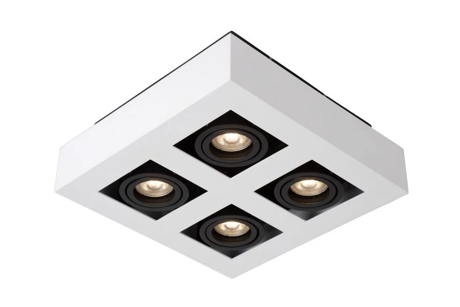 Lucide XIRAX - Ceiling spotlight - LED Dim to warm - GU10 - 4x5W 2200K/3000K - White - turned on 1