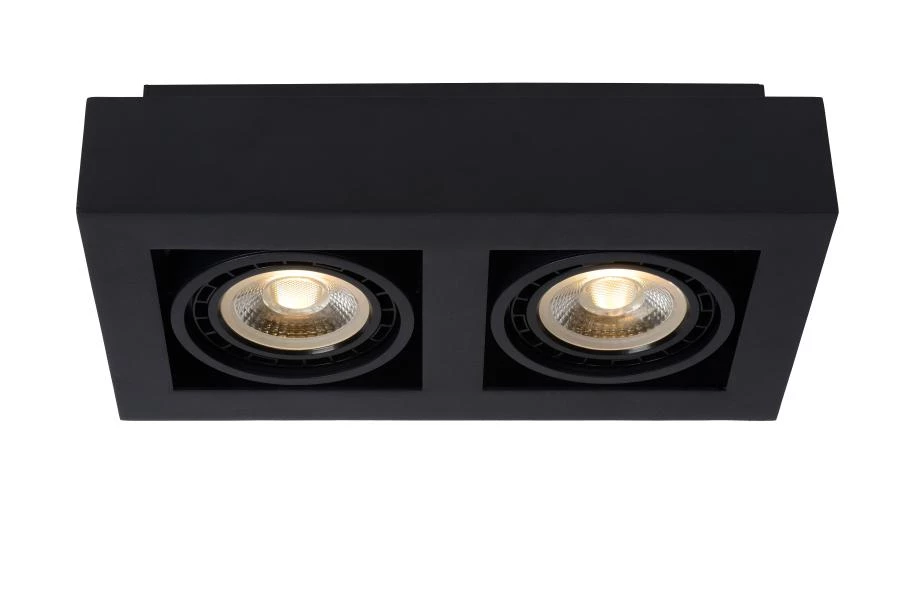 Lucide ZEFIX - Foco de techo - LED Dim to warm - GU10 (ES111) - 2x12W 2200K/3000K - Negro - encendido