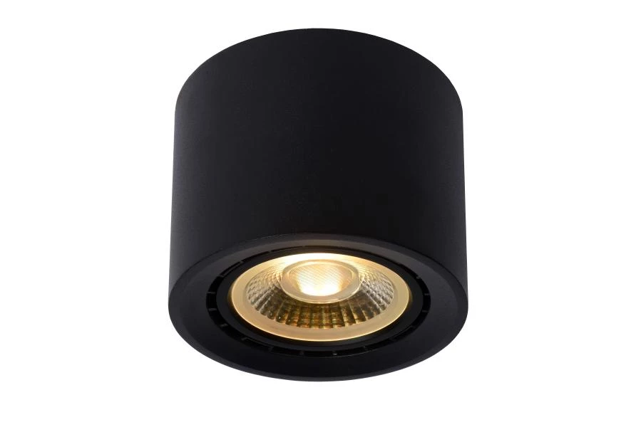 Lucide FEDLER - Plafondspot - Ø 12 cm - LED Dim to warm - GU10 (ES111) - 1x12W 2200K/3000K - Zwart - aangezet