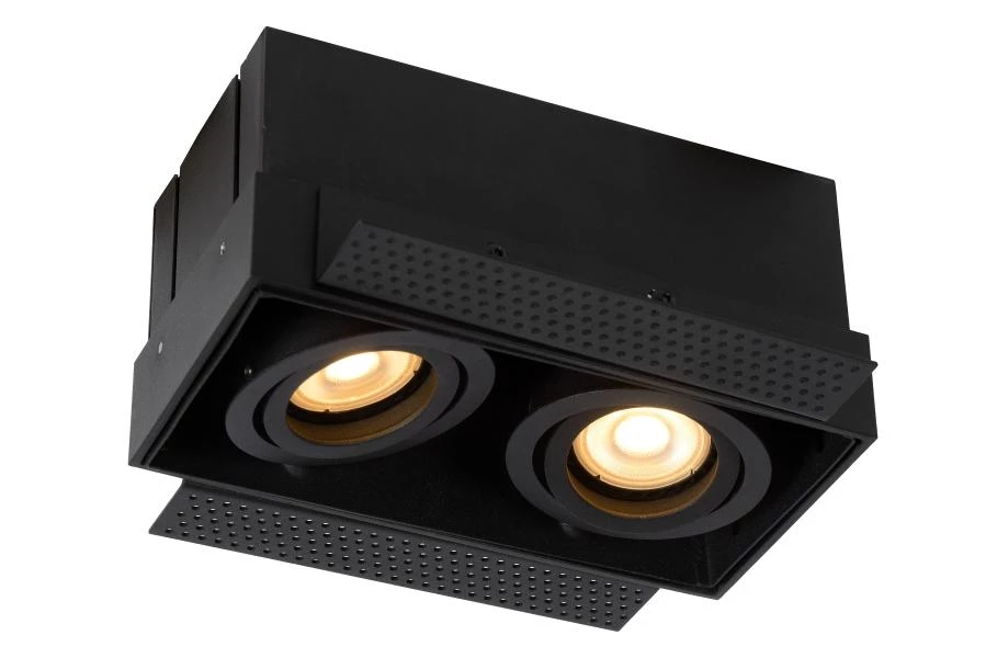 Lucide TRIMLESS - Recessed spotlight - 2xGU10 - Black - turned on