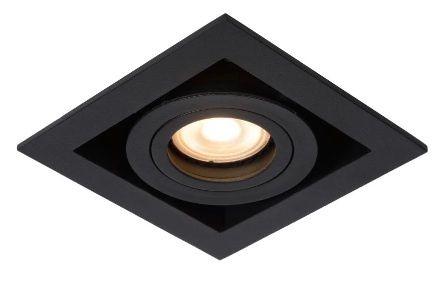 Lucide CHIMNEY - Recessed spotlight - 1xGU10 - Black - turned on