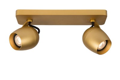 Lucide PRESTON - Ceiling spotlight - LED Dim to warm - GU10 - 2x5W 2200K/3000K - Matt Gold / Brass