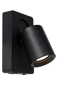 Lucide NIGEL - Bedside lamp / Wall light - LED Dim to warm - GU10 - 1x5W 2200K/3000K - With USB charging point - Black turned on