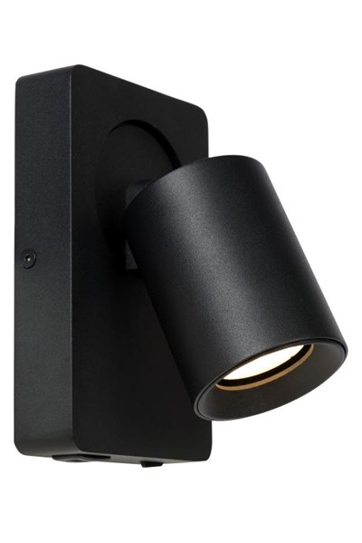 Lucide NIGEL - Bedside lamp / Wall light - LED Dim to warm - GU10 - 1x5W 2200K/3000K - With USB charging point - Black