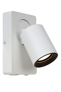 Lucide NIGEL - Bedside lamp / Wall light - LED Dim to warm - GU10 - 1x5W 2200K/3000K - With USB charging point - White turned on 1