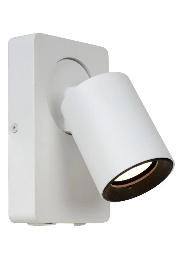 Lucide NIGEL - Bedside lamp / Wall light - LED Dim to warm - GU10 - 1x5W 2200K/3000K - With USB charging point - White - turned on 1