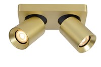 Lucide NIGEL - Ceiling spotlight - LED Dim to warm - GU10 - 2x5W 2200K/3000K - Matt Gold / Brass turned on 2