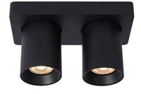 Lucide NIGEL - Ceiling spotlight - LED Dim to warm - GU10 - 2x5W 2200K/3000K - Black turned on