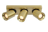 Lucide NIGEL - Ceiling spotlight - LED Dim to warm - GU10 - 3x5W 2200K/3000K - Matt Gold / Brass turned on 2