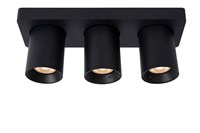 Lucide NIGEL - Ceiling spotlight - LED Dim to warm - GU10 - 3x5W 2200K/3000K - Black turned on