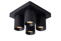 Lucide NIGEL - Ceiling spotlight - LED Dim to warm - GU10 - 4x5W 2200K/3000K - Black turned on