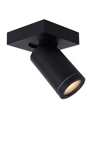 Lucide TAYLOR - Spot plafond Salle de bains - LED Dim to warm - GU10 - 1x5W 2200K/3000K - IP44 - Noir allumé