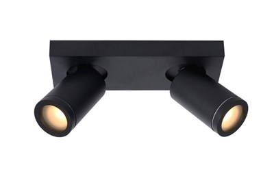 Lucide TAYLOR - Spot plafond Salle de bains - LED Dim to warm - GU10 - 2x5W 2200K/3000K - IP44 - Noir