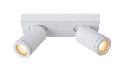 Lucide TAYLOR - Spot plafond Salle de bains - LED Dim to warm - GU10 - 2x5W 2200K/3000K - IP44 - Blanc