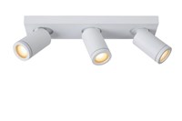 Lucide TAYLOR - Spot plafond Salle de bains - LED Dim to warm - GU10 - 3x5W 2200K/3000K - IP44 - Blanc allumé 1